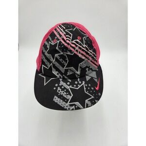 Nike Hat Cap Strap Back Youth Black Pink Stars Graphic Glitter Swoosh Girls Kids